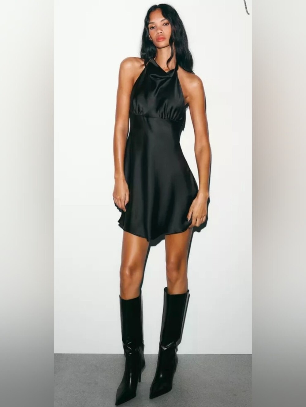 NWT Zara Women's Black Real Leather Knee High Boots - Pointed Toe Stiletto Heel - Picture 3 of 12